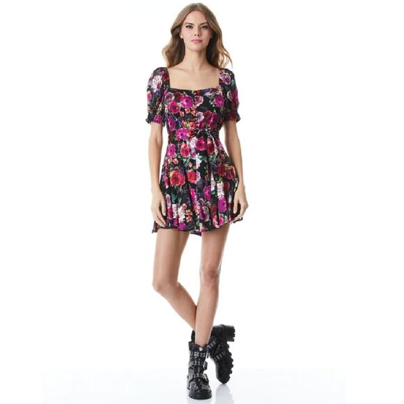 Alice and Olivia Floral Mini Dress - Size 10 - Picture 1 of 13